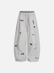 Aelfric Eden Embroidery Dog Baggy Barrel Sweatpants