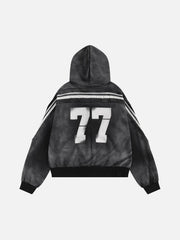 Aelfric Eden Boxy fit 77 Stripe Zip Hoodie – Acid Wash