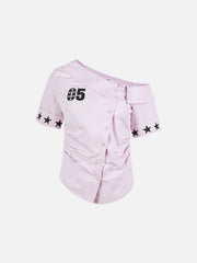 Aelfric Eden Stripe Star Off-The-Shoulder Short Sleeve Shirt