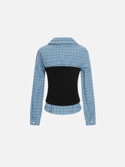 Aelfric Eden Layered Plaid Panel Long Sleeve Shirt