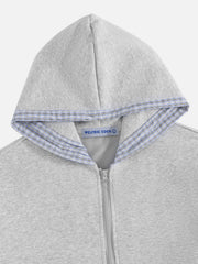Aelfric Eden Plaid Trim Zip Up Hoodie