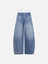 Aelfric Eden Ribbed Waist Embroidery Baggy Barrel Jeans