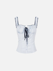 Aelfric Eden Ruched Lace-Up Tank Top