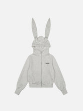 Aelfric Eden Rhinestone Bunny Ear Cropped Zip Up Hoodie