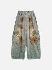 Aelfric Eden Paint Splatter Baggy Barrel Jeans