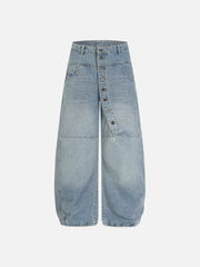 Aelfric Eden Asymmetric Button Baggy Barrel Jeans
