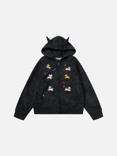 Aelfric Eden Cartoon Embroidered Zip Up Hoodie
