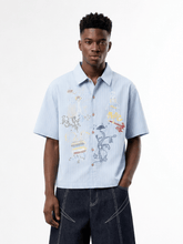 Aelfric Eden Boxy Stripe Embroidery Short Sleeve Shirt