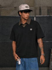 Aelfric Eden Boxy Layered Plaid Polo Tee