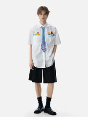 Aelfric Eden Graffiti Necktie Floral Shirt