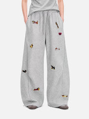 Aelfric Eden Embroidery Dog Baggy Barrel Sweatpants