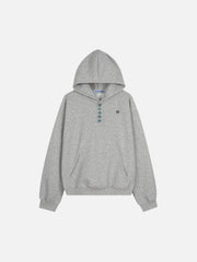 Aelfric Eden Boxy Turquoise Placket Pullover Hoodie