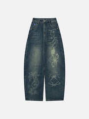 Aelfric Eden Print Washed Baggy Barrel Jeans
