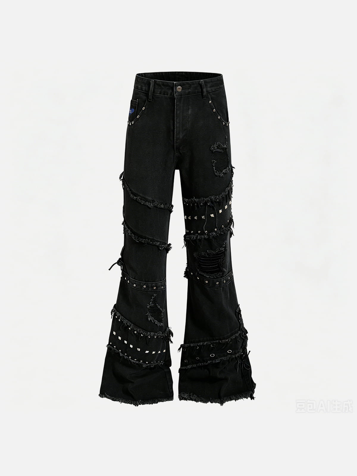 Aelfric Eden Studded Distressed Bootcut Jeans