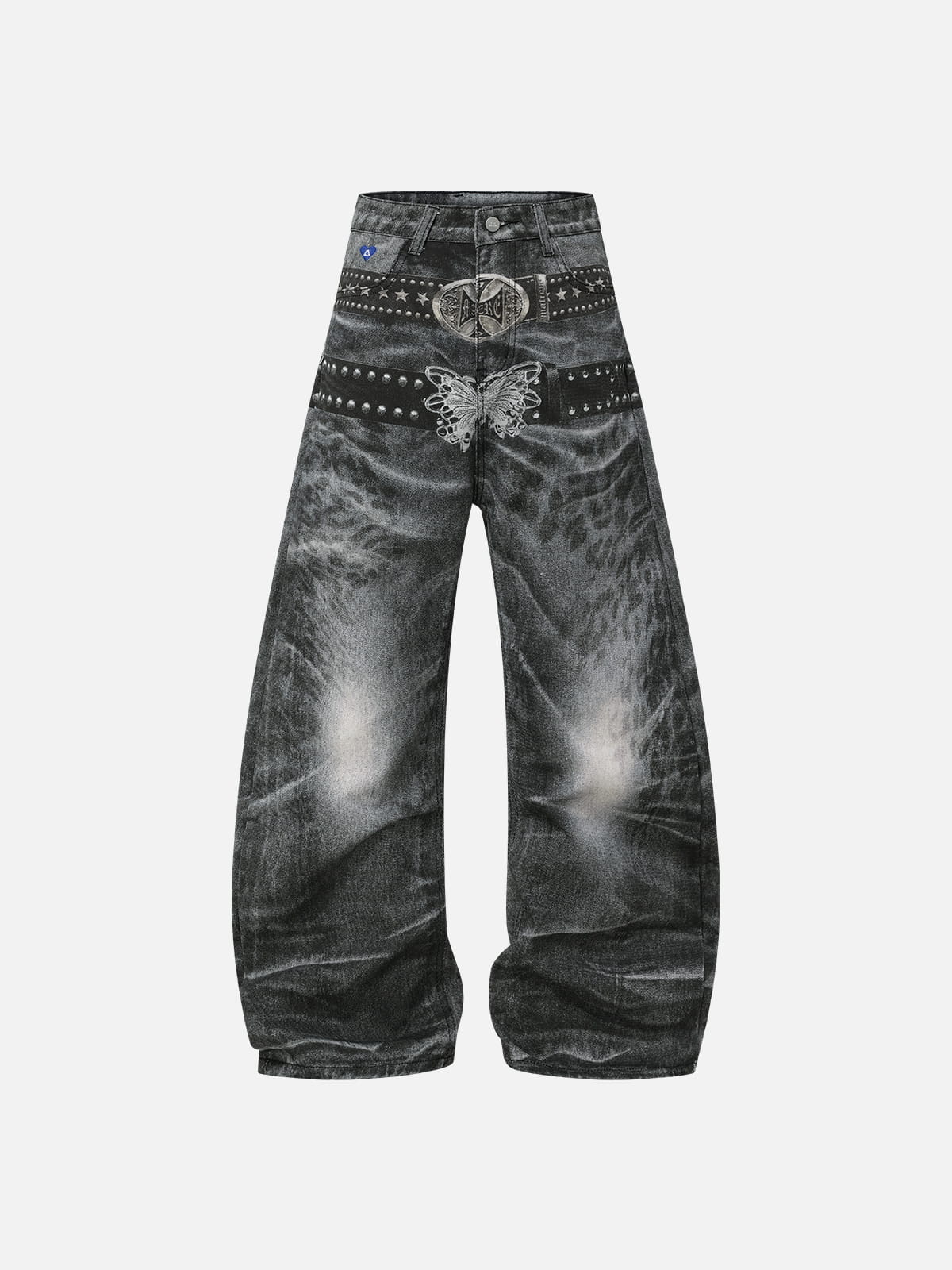 Aelfric Eden Belt Graphic Baggy Barrel Jeans