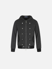Aelfric Eden Boxy Stripe Button Zip Up Hoodie
