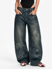 Aelfric Eden Print Washed Baggy Barrel Jeans